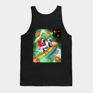 Christmas Cat Santa Riding Unicorn, Space Pizza Funny Tank Top